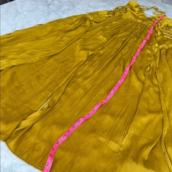 Free People Elegant chartreuse-Mustard-golden Halter Dress XS NWT - Picture 6 of 13